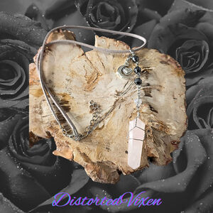 Rose Quartz Moon Heart Necklace, Celestial Love Talisman